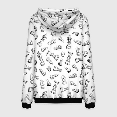 Мужская толстовка Много шахматных фигур на белом паттерны / 3D-Черный – фото 2