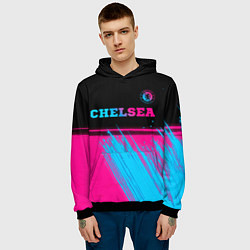 Толстовка-худи мужская Chelsea - neon gradient посередине, цвет: 3D-черный — фото 2