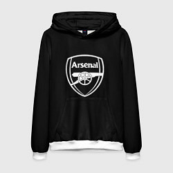 Толстовка-худи мужская Arsenal fc белое лого, цвет: 3D-белый