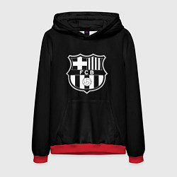 Толстовка-худи мужская Barcelona fc club белое лого, цвет: 3D-красный