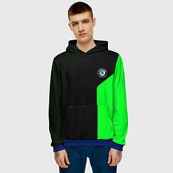 Толстовка-худи мужская Skoda pattern sport green, цвет: 3D-синий — фото 2