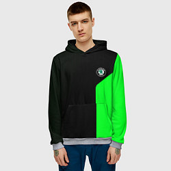 Толстовка-худи мужская Skoda pattern sport green, цвет: 3D-меланж — фото 2