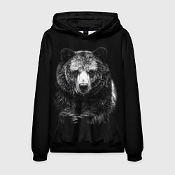 Толстовка-худи мужская Медведь с символом, цвет: 3D-черный