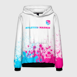 Толстовка-худи мужская Atletico Madrid neon gradient style посередине, цвет: 3D-черный
