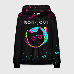 Толстовка-худи мужская Bon Jovi - rock star cat, цвет: 3D-черный