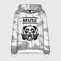 Толстовка-худи мужская Muse рок панда на светлом фоне, цвет: 3D-белый