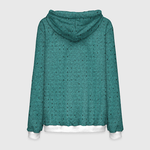 Мужская толстовка Тёмно-бирюзовый в мелкую полосочку / 3D-Белый – фото 2