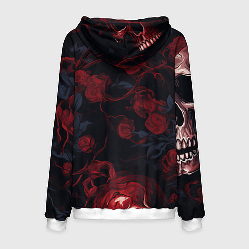Мужская толстовка Черепа и алые розы / 3D-Белый – фото 2