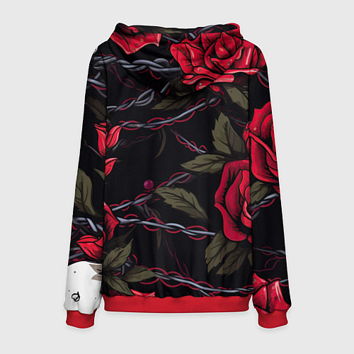 Мужская толстовка Череп и красные розы / 3D-Красный – фото 2
