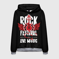 Толстовка-худи мужская Rock festival - live music, цвет: 3D-меланж