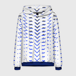 Толстовка-худи мужская Чёрные и синие полосы на белом фоне, цвет: 3D-синий