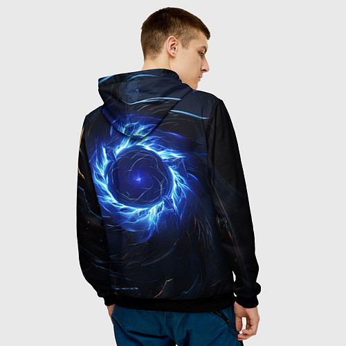 Мужская толстовка Синяя магическая абстракция / 3D-Черный – фото 4