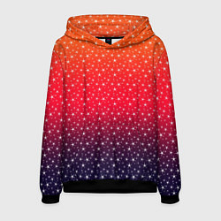 Толстовка-худи мужская Градиент оранжево-фиолетовый со звёздочками, цвет: 3D-черный
