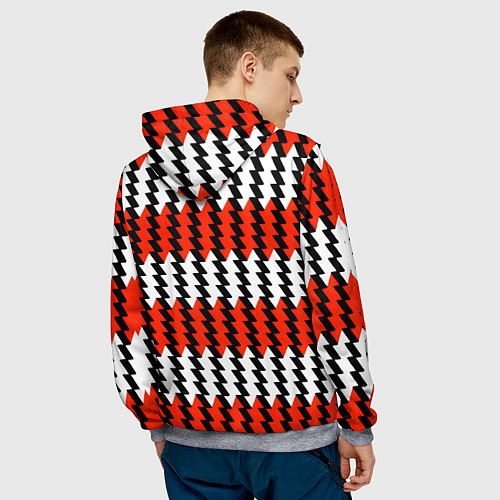 Мужская толстовка Вертикальные красно-белые полосы / 3D-Меланж – фото 4