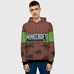 Толстовка-худи мужская Minecraft logo with spider, цвет: 3D-черный — фото 2