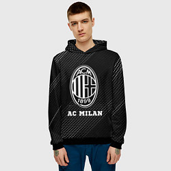 Толстовка-худи мужская AC Milan sport на темном фоне, цвет: 3D-черный — фото 2