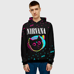 Толстовка-худи мужская Nirvana - rock star cat, цвет: 3D-черный — фото 2