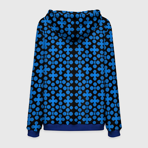 Мужская толстовка Синие четырёхлистники на чёрном фоне / 3D-Синий – фото 2
