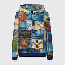 Толстовка-худи мужская Vanguard denim patchwork - ai art, цвет: 3D-синий