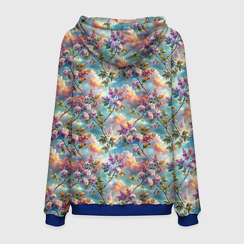Мужская толстовка Объемная сирень паттерн / 3D-Синий – фото 2