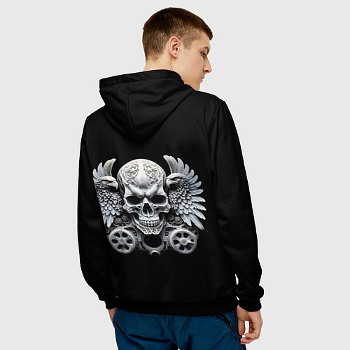 Мужская толстовка Skulls and Wings Mechanic / 3D-Черный – фото 4