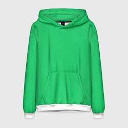 Толстовка-худи мужская Яркий зелёный текстурированный в мелкий квадрат, цвет: 3D-белый