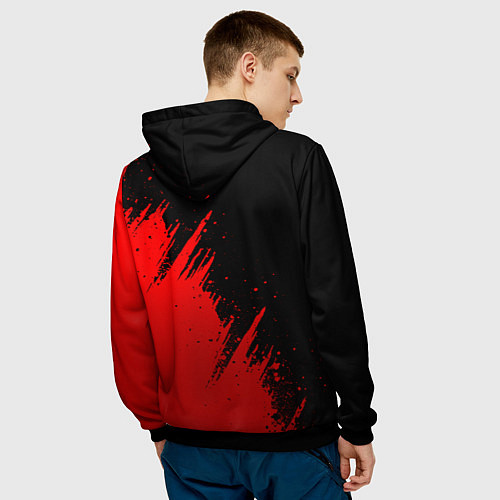 Мужская толстовка Велика отечественная - красный градиент / 3D-Черный – фото 4