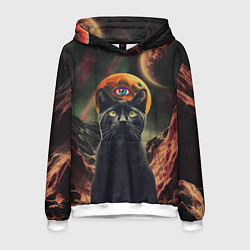 Толстовка-худи мужская Кот Масон - третий глаз, цвет: 3D-белый