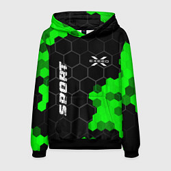 Толстовка-худи мужская Exeed green sport hexagon, цвет: 3D-черный