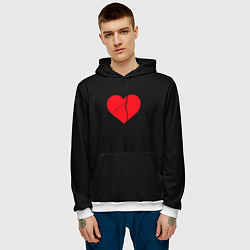 Толстовка-худи мужская Broken heart, цвет: 3D-белый — фото 2