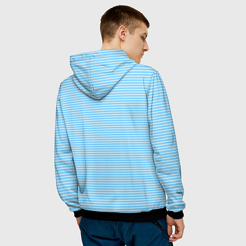 Мужская толстовка Светлый голубой в белую полоску / 3D-Черный – фото 4