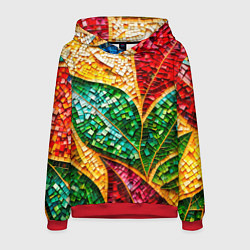 Толстовка-худи мужская Яркая мозаика с разноцветным абстрактным узором и, цвет: 3D-красный