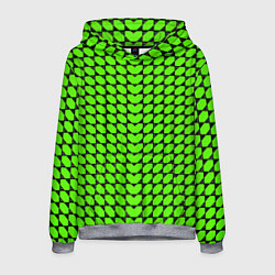 Толстовка-худи мужская Зелёные лепестки шестиугольники, цвет: 3D-меланж
