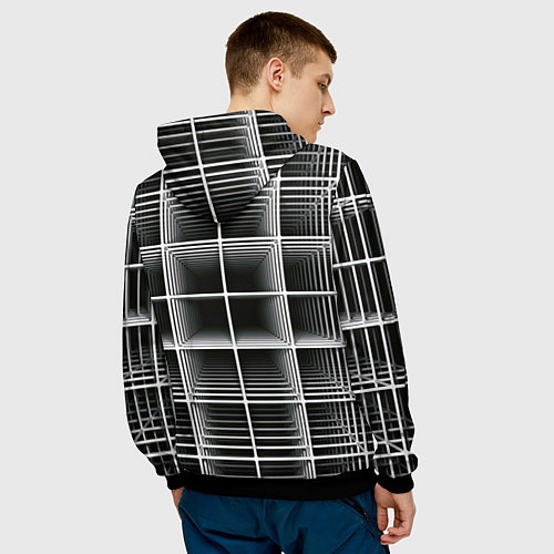 Мужская толстовка Кубический каркас / 3D-Черный – фото 4