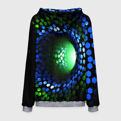 Мужская толстовка Червоточина - гексагональные чешуйки со свечением / 3D-Меланж – фото 2