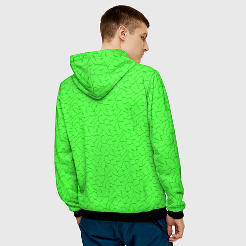 Мужская толстовка Яркий салатовый кислотный / 3D-Черный – фото 4