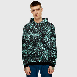 Толстовка-худи мужская Чёрный с напылением голубого цвета абстракция, цвет: 3D-черный — фото 2