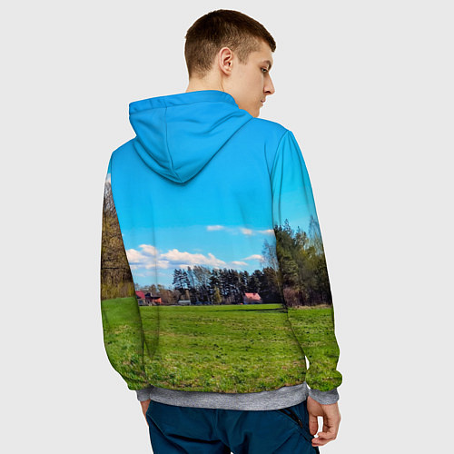 Мужская толстовка Пригородный пейзаж / 3D-Меланж – фото 4