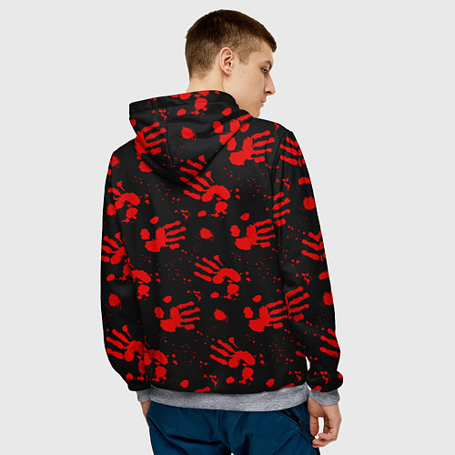 Мужская толстовка Blood hands паттерн / 3D-Меланж – фото 4