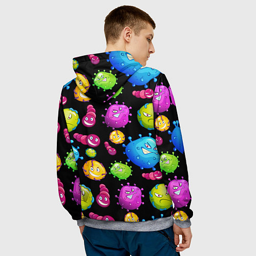 Мужская толстовка Смешные бактерии паттерн / 3D-Меланж – фото 4