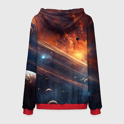 Мужская толстовка Млечный путь космос / 3D-Красный – фото 2
