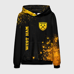 Толстовка-худи мужская West Ham - gold gradient вертикально, цвет: 3D-черный