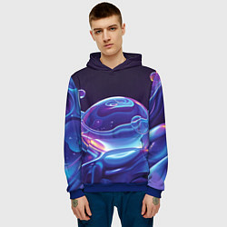 Толстовка-худи мужская Космические мыльные пузыри, цвет: 3D-синий — фото 2