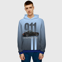 Толстовка-худи мужская Винтажный автомобиль Porsche, цвет: 3D-синий — фото 2