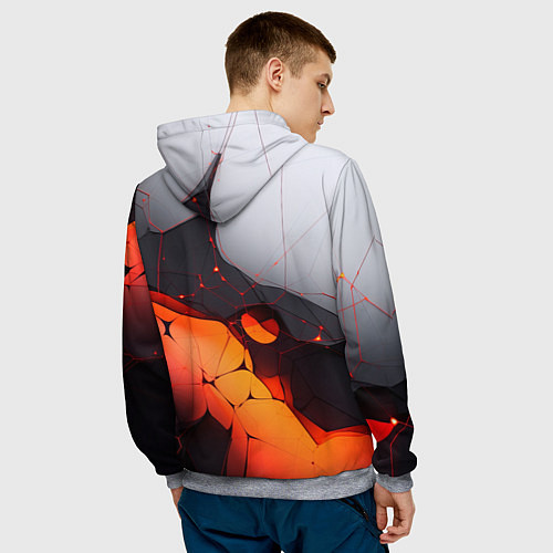 Мужская толстовка Объемная плита с красной лавой иллюстрация / 3D-Меланж – фото 4