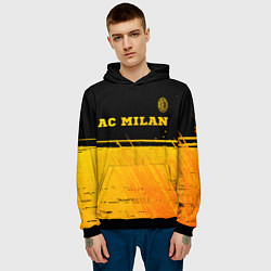Толстовка-худи мужская AC Milan - gold gradient посередине, цвет: 3D-черный — фото 2