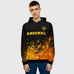 Толстовка-худи мужская Arsenal - gold gradient посередине, цвет: 3D-черный — фото 2