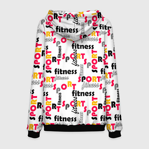 Мужская толстовка Спортивный паттерн с текстом желтого красного черн / 3D-Черный – фото 2