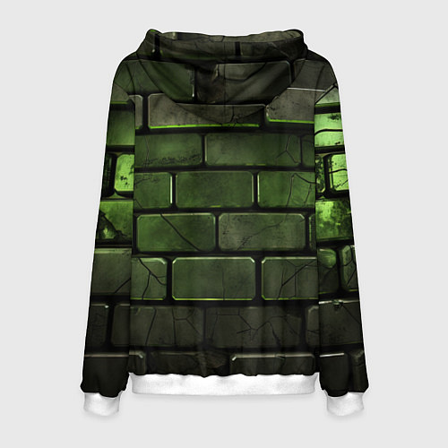 Мужская толстовка Зеленые неоновые кирпичи / 3D-Белый – фото 2