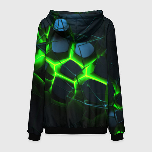 Мужская толстовка Зеленый неон и разлом плит / 3D-Черный – фото 2